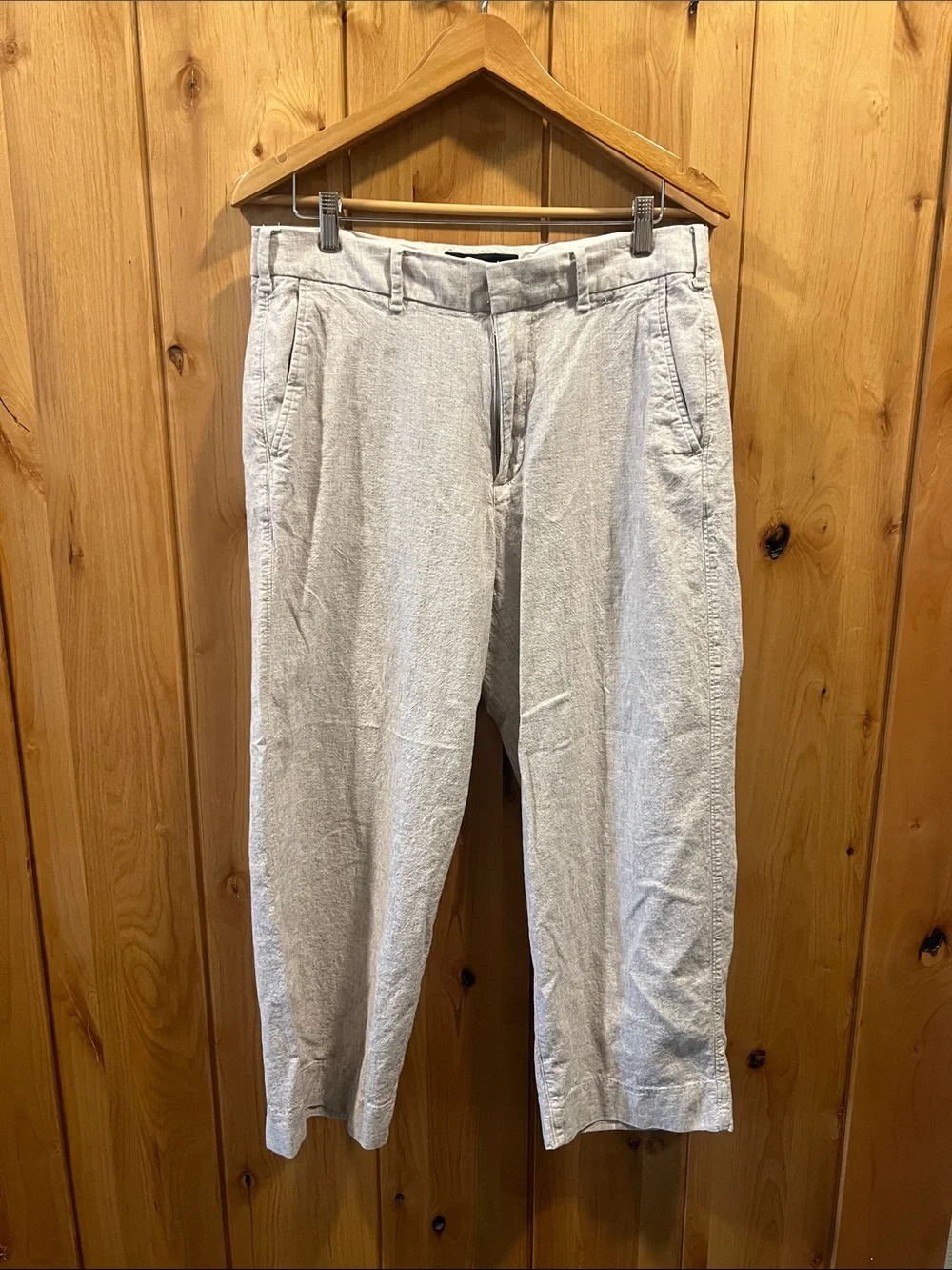 Abercrombie & Fitch Men's Light Beige Baggy Trouser Linen Pants - 32x30